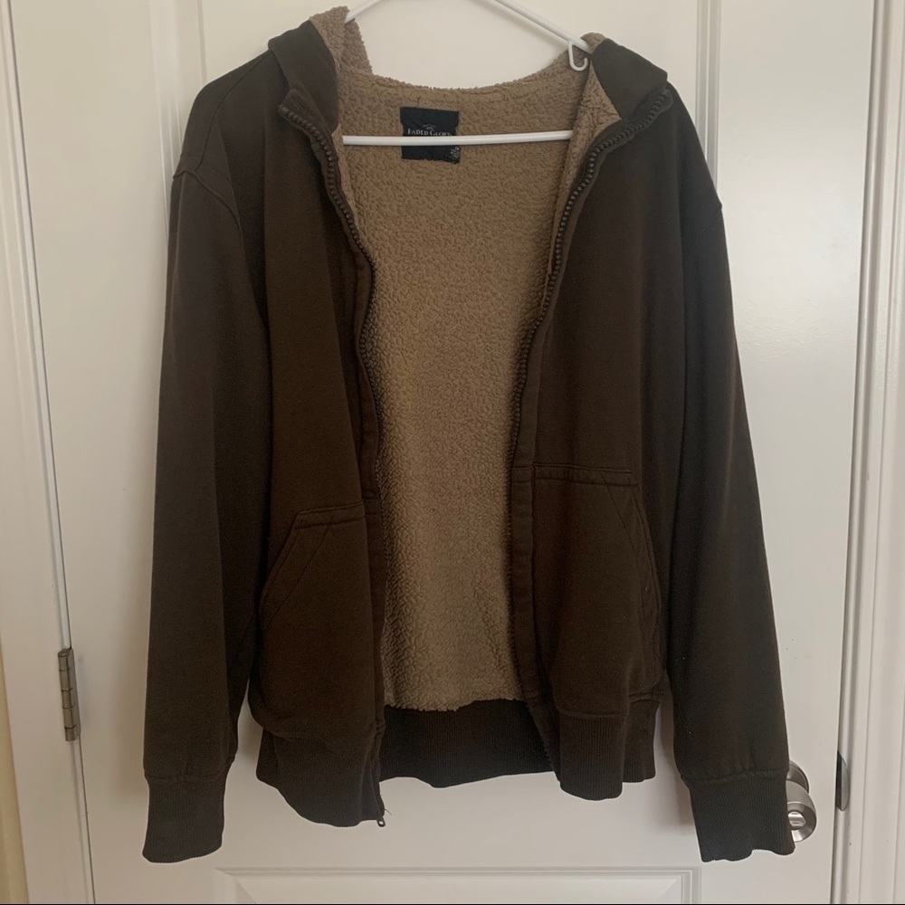 Brown Jacket Zip Up Faded Glory
